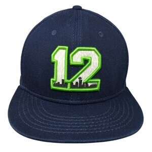12 Seattle Fitted Hat Blue One Size Embroidered Vent Holes Outdoor